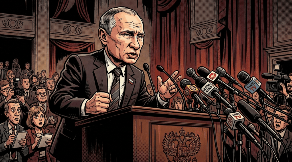 putin dando un discurso parodia