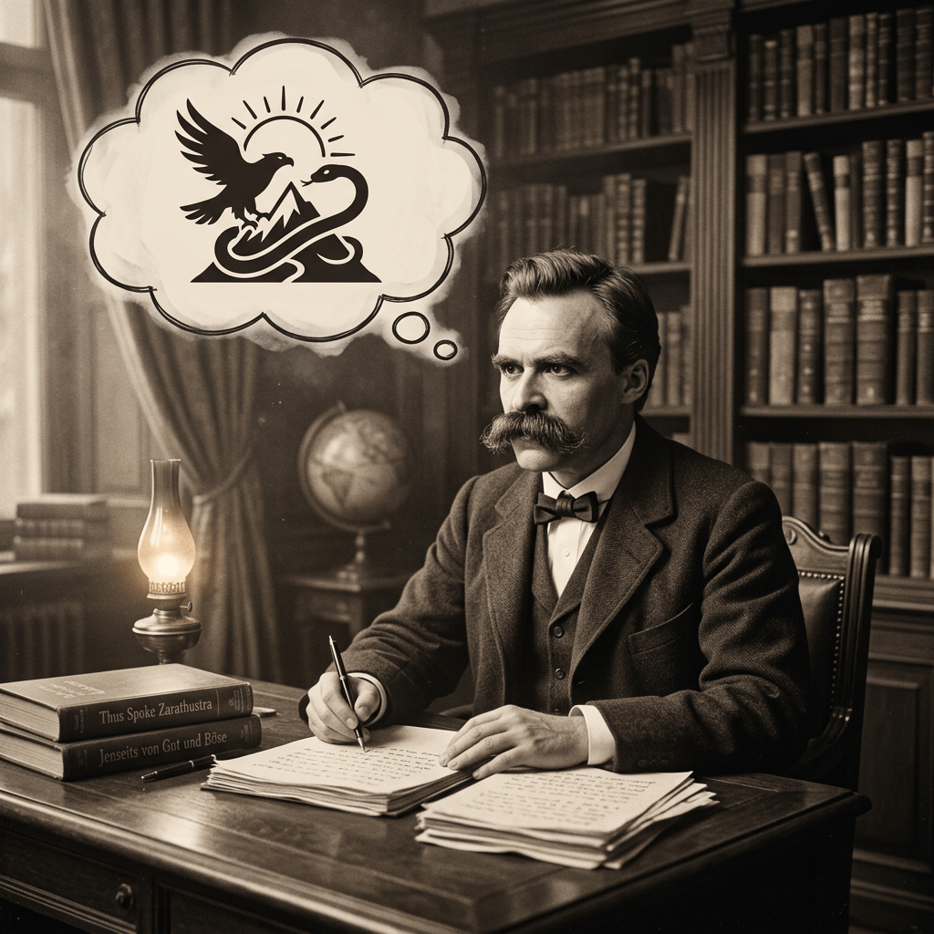 nietzsche pensativo escribiendo