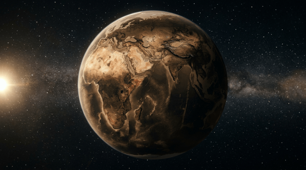 planeta tierra desértico y árido por calentamiento global